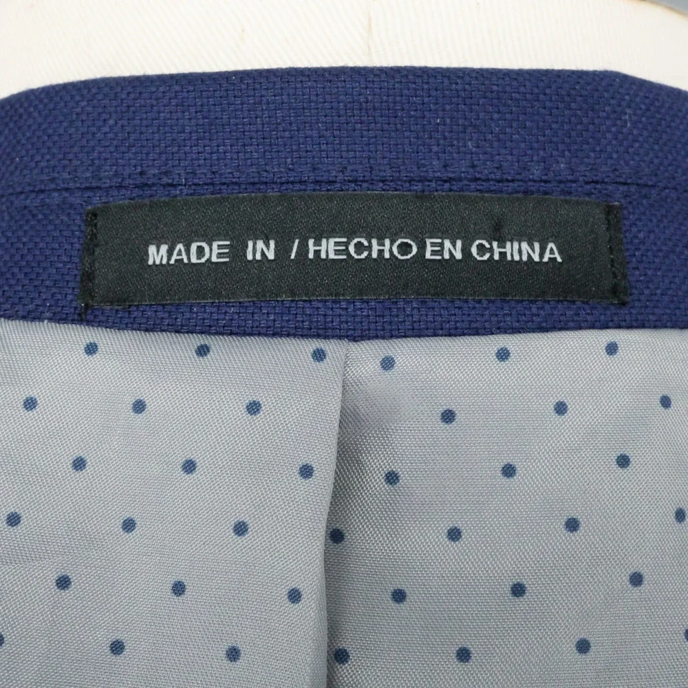 Perry Ellis Portfolio Sport Coat Mens 46R Blue Jacket Blazer Slim Fit Preppy
